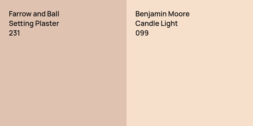 Farrow and Ball Setting Plaster vs. Benjamin Moore Candle Light