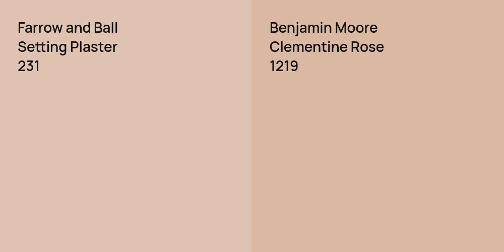 Farrow and Ball Setting Plaster vs. Benjamin Moore Clementine Rose