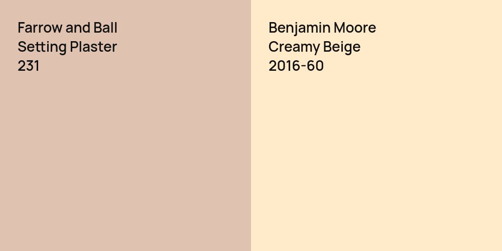 Farrow and Ball Setting Plaster vs. Benjamin Moore Creamy Beige