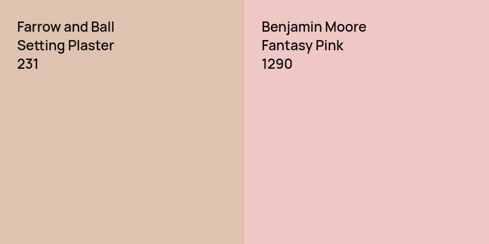 Farrow and Ball Setting Plaster vs. Benjamin Moore Fantasy Pink