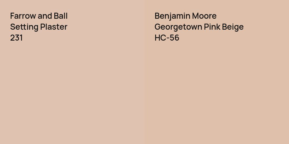 Farrow and Ball Setting Plaster vs. Benjamin Moore Georgetown Pink Beige