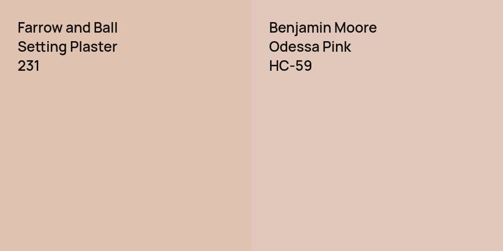 Farrow and Ball Setting Plaster vs. Benjamin Moore Odessa Pink