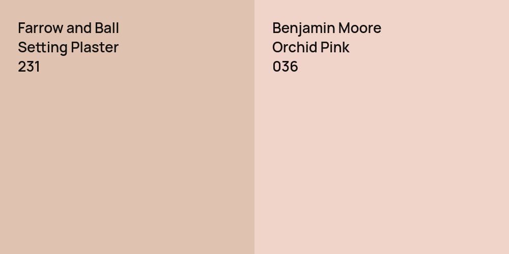 Farrow and Ball Setting Plaster vs. Benjamin Moore Orchid Pink