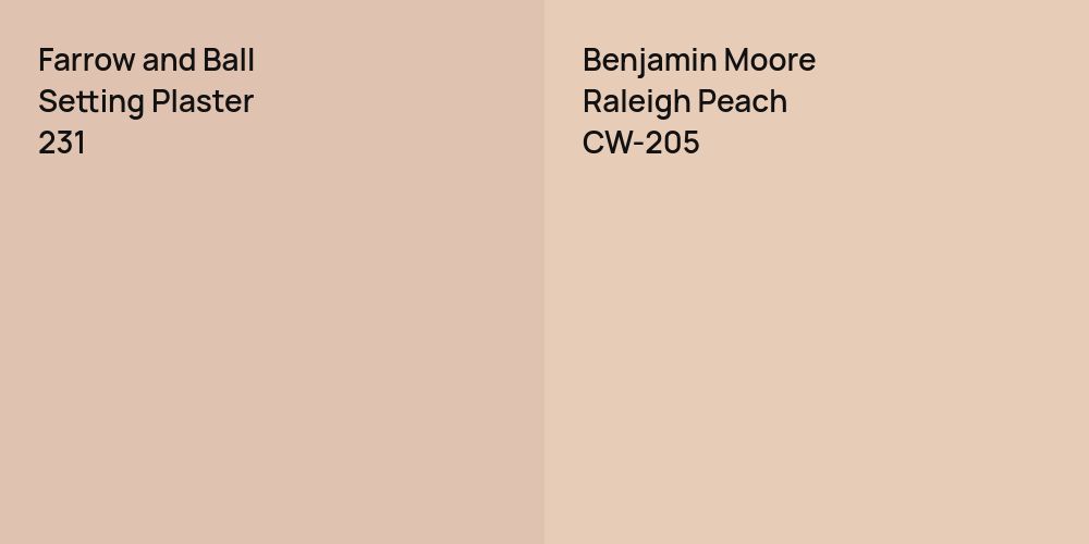 Farrow and Ball Setting Plaster vs. Benjamin Moore Raleigh Peach