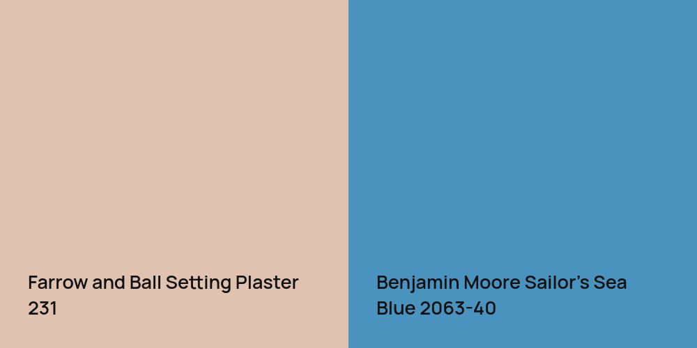 Farrow and Ball Setting Plaster vs. Benjamin Moore Sailor's Sea Blue