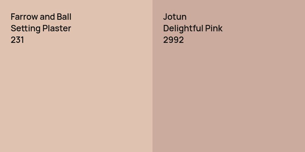 Farrow and Ball Setting Plaster vs. Jotun Delightful Pink