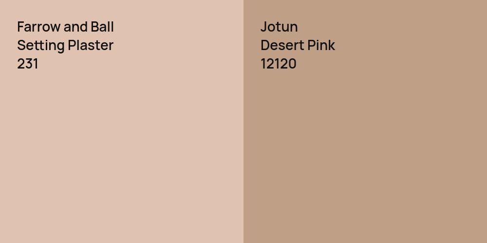 Farrow and Ball Setting Plaster vs. Jotun Desert Pink