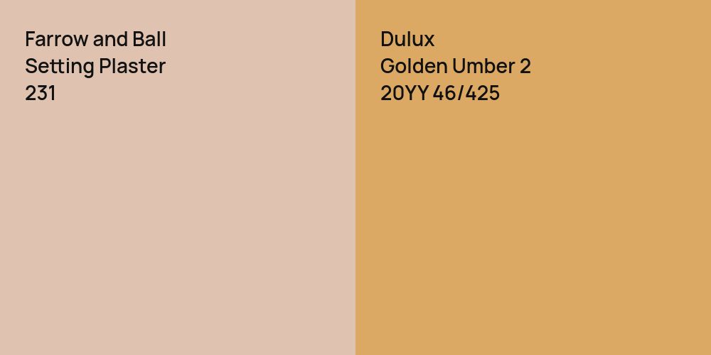 Farrow and Ball Setting Plaster vs. Dulux Golden Umber 2