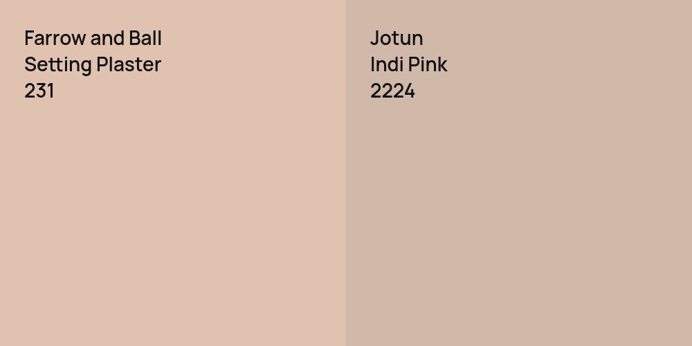 Farrow and Ball Setting Plaster vs. Jotun Indi Pink