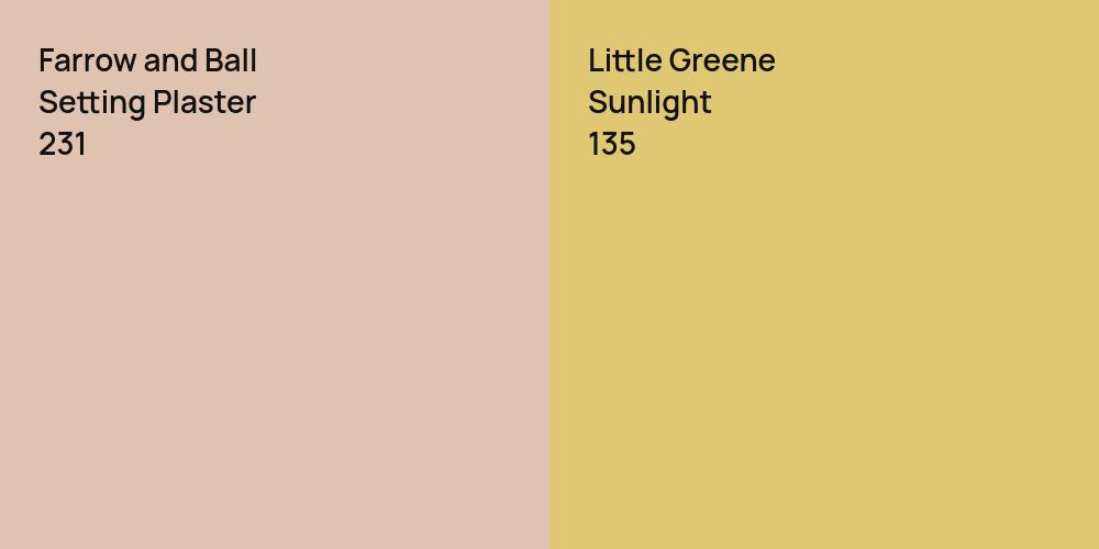 Farrow and Ball Setting Plaster vs. Little Greene Sunlight