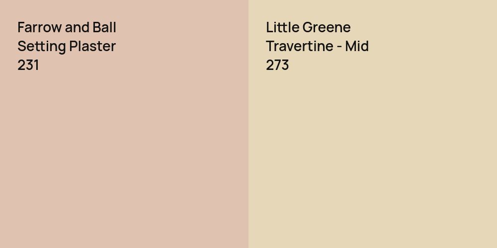 Farrow and Ball Setting Plaster vs. Little Greene Travertine - Mid