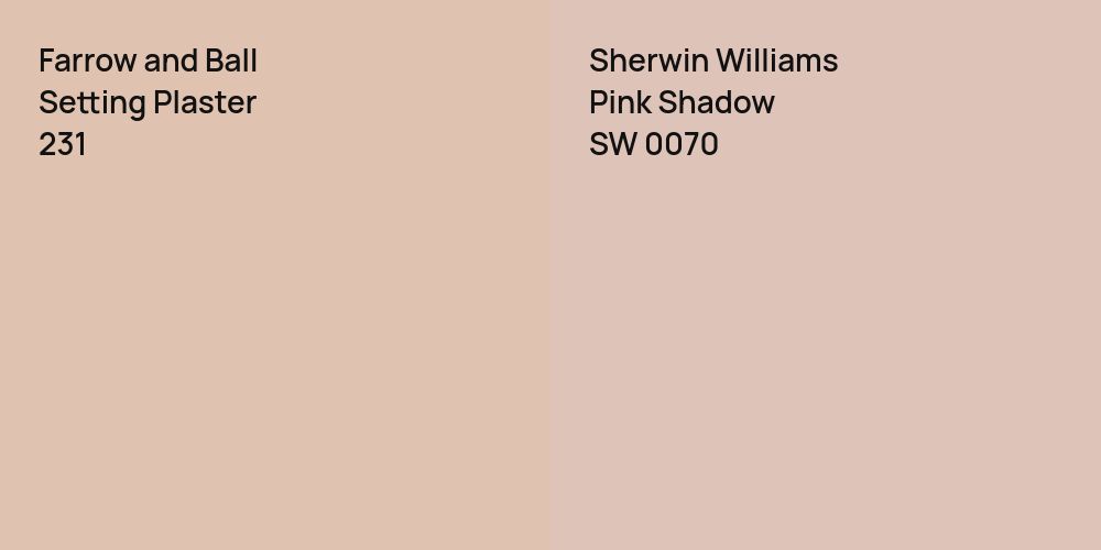 Farrow and Ball Setting Plaster vs. Sherwin Williams Pink Shadow