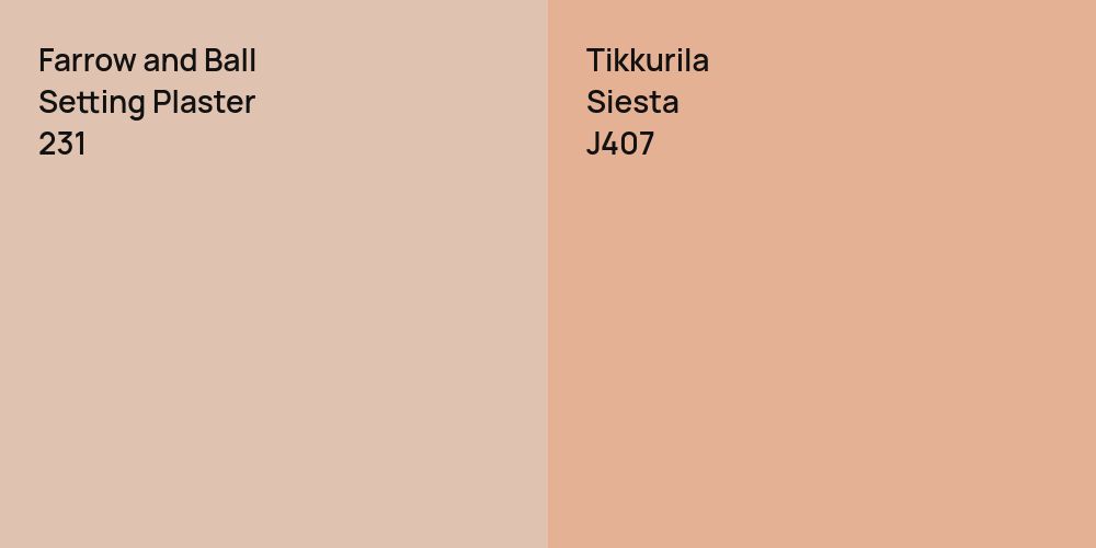 Farrow and Ball Setting Plaster vs. Tikkurila Siesta