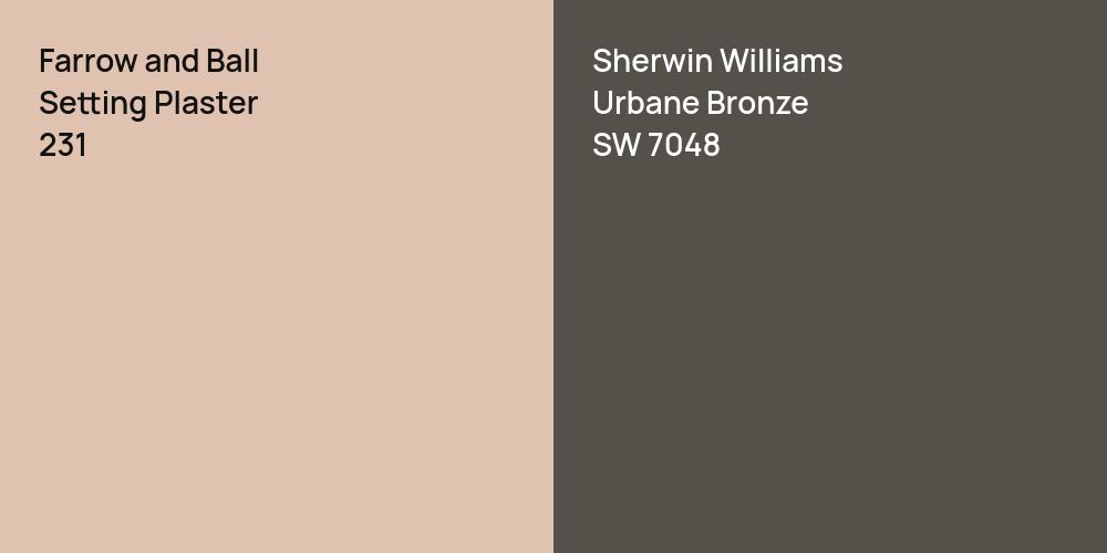 Farrow and Ball Setting Plaster vs. Sherwin Williams Urbane Bronze