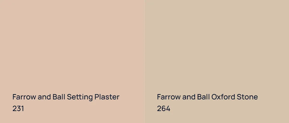 Farrow and Ball Setting Plaster 231 vs Farrow and Ball Oxford Stone 264