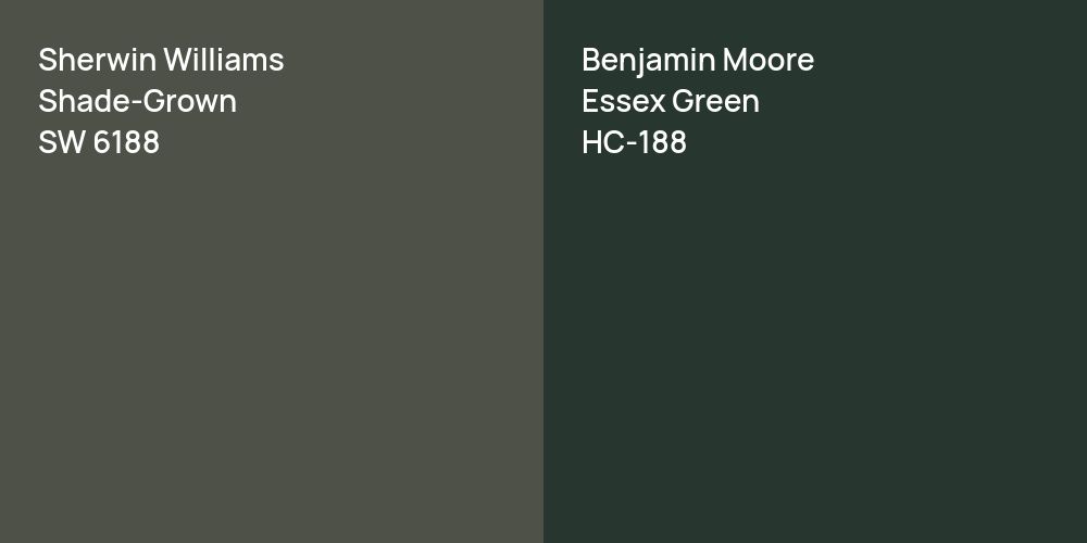 Sherwin Williams Shade-Grown vs. Benjamin Moore Essex Green