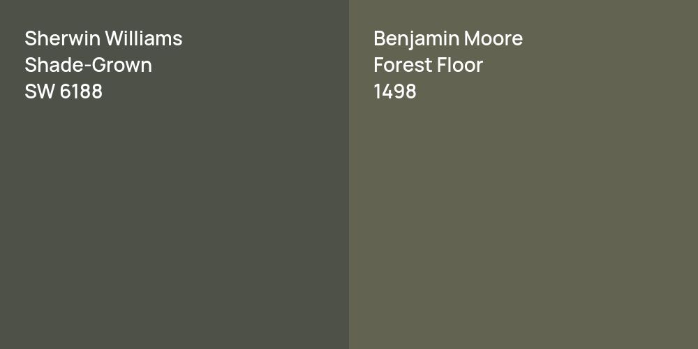 Sherwin Williams Shade-Grown vs. Benjamin Moore Forest Floor