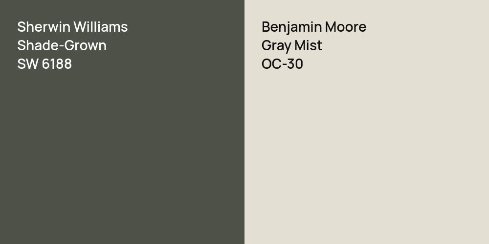 Sherwin Williams Shade-Grown vs. Benjamin Moore Gray Mist