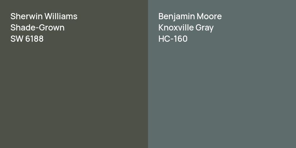 Sherwin Williams Shade-Grown vs. Benjamin Moore Knoxville Gray