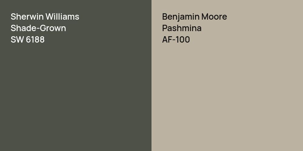 Sherwin Williams Shade-Grown vs. Benjamin Moore Pashmina