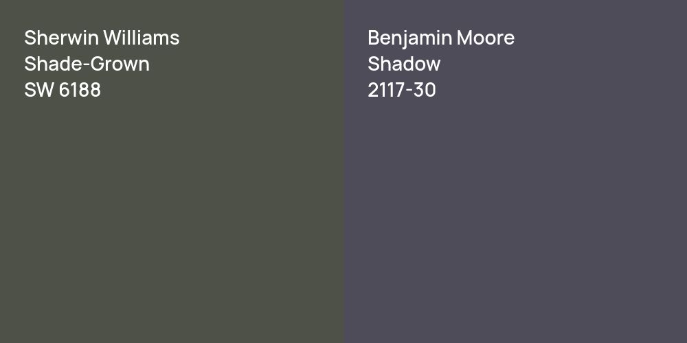 Sherwin Williams Shade-Grown vs. Benjamin Moore Shadow