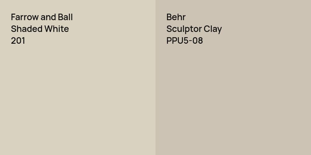 Farrow and Ball Shaded White vs. Behr Sculptor Clay