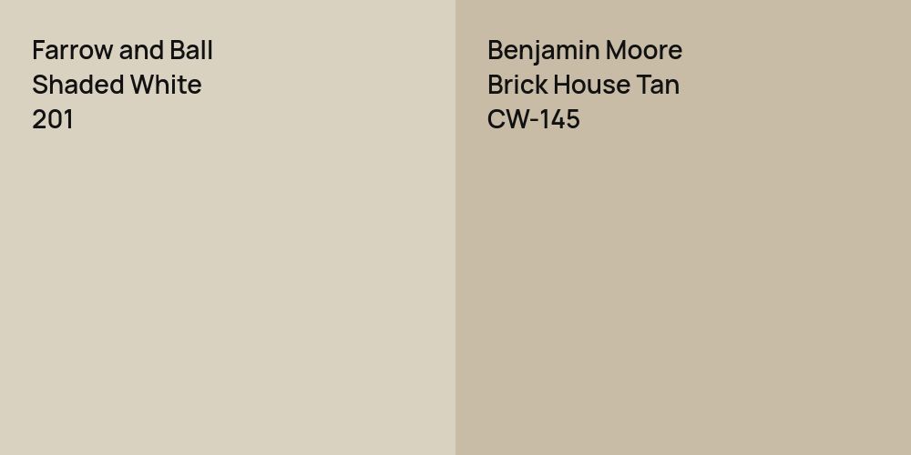 Farrow and Ball Shaded White vs. Benjamin Moore Brick House Tan