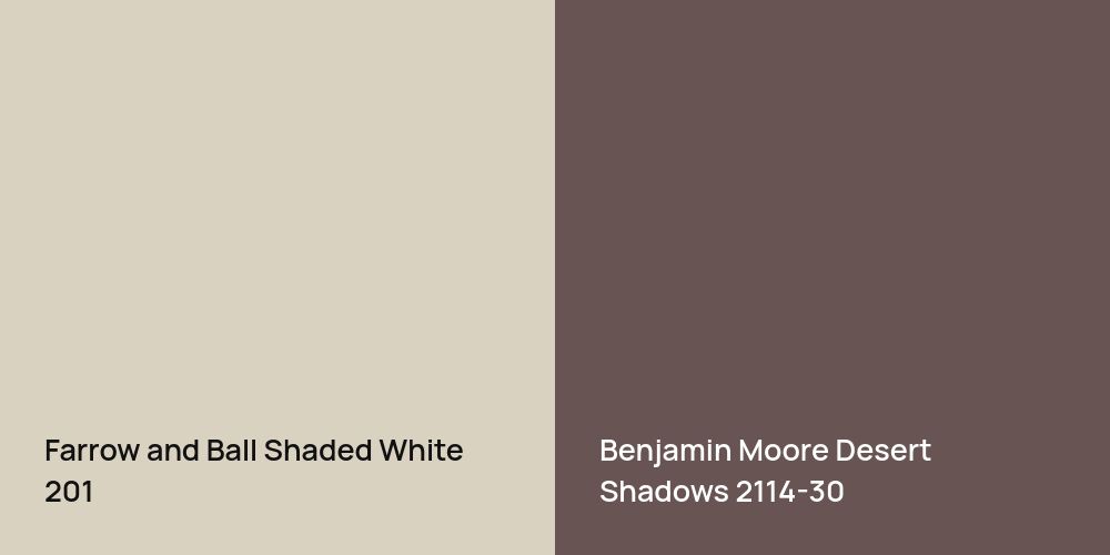 Farrow and Ball Shaded White vs. Benjamin Moore Desert Shadows