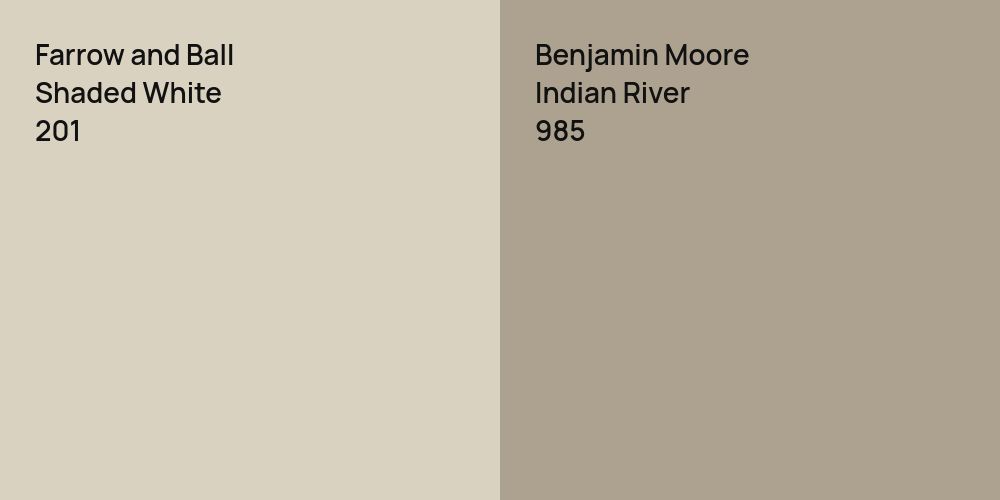 Farrow and Ball Shaded White vs. Benjamin Moore Indian River