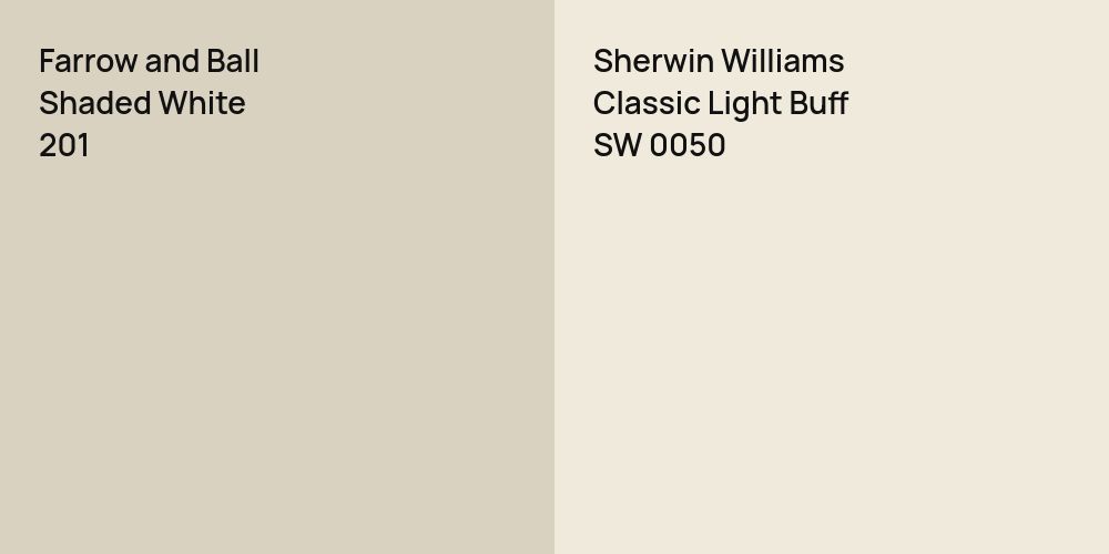 Farrow and Ball Shaded White vs. Sherwin Williams Classic Light Buff