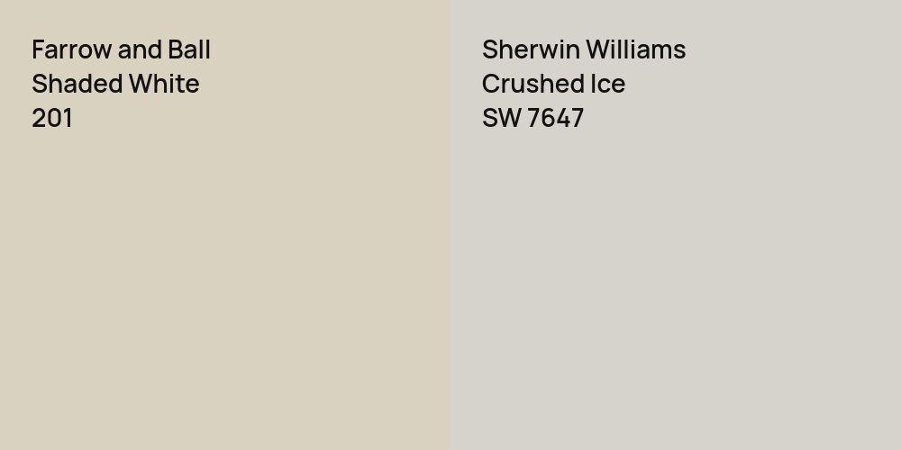 Farrow and Ball Shaded White vs. Sherwin Williams Crushed Ice