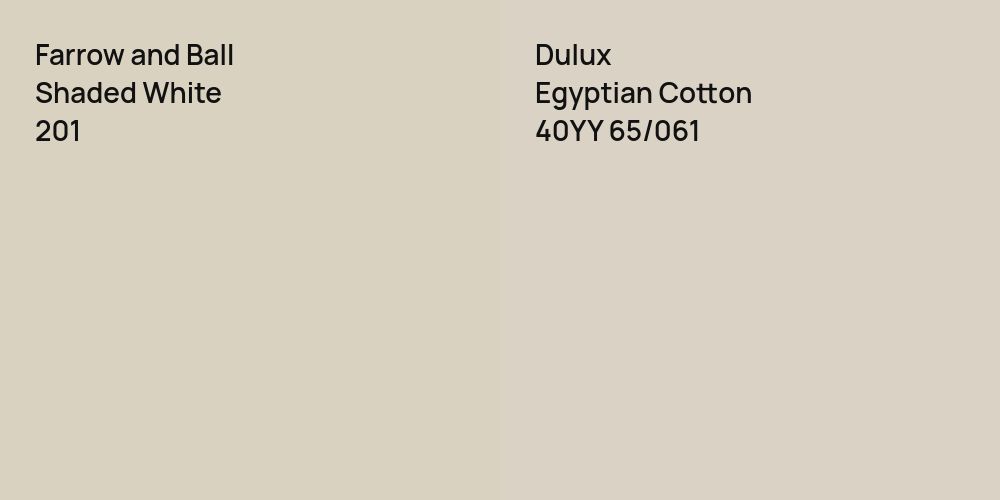 Farrow and Ball Shaded White vs. Dulux Egyptian Cotton