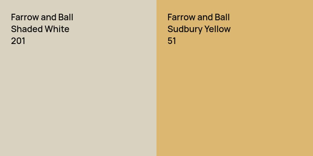 Farrow and Ball Shaded White vs. Farrow and Ball Sudbury Yellow