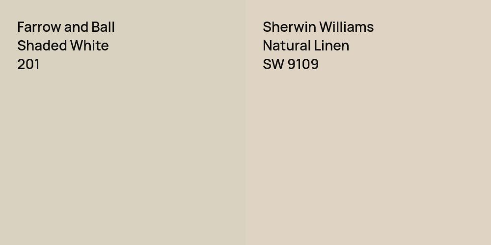 Farrow and Ball Shaded White vs. Sherwin Williams Natural Linen