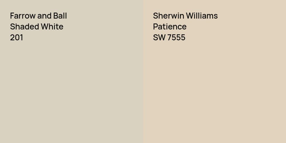 Farrow and Ball Shaded White vs. Sherwin Williams Patience