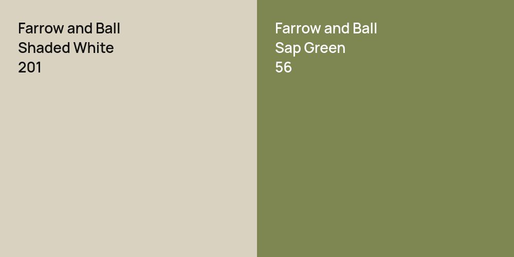 Farrow and Ball Shaded White vs. Farrow and Ball Sap Green