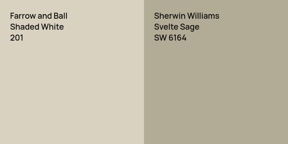 Farrow and Ball Shaded White vs. Sherwin Williams Svelte Sage