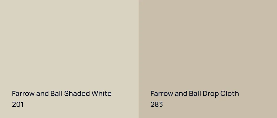 Farrow and Ball Shaded White 201 vs Farrow and Ball Drop Cloth 283