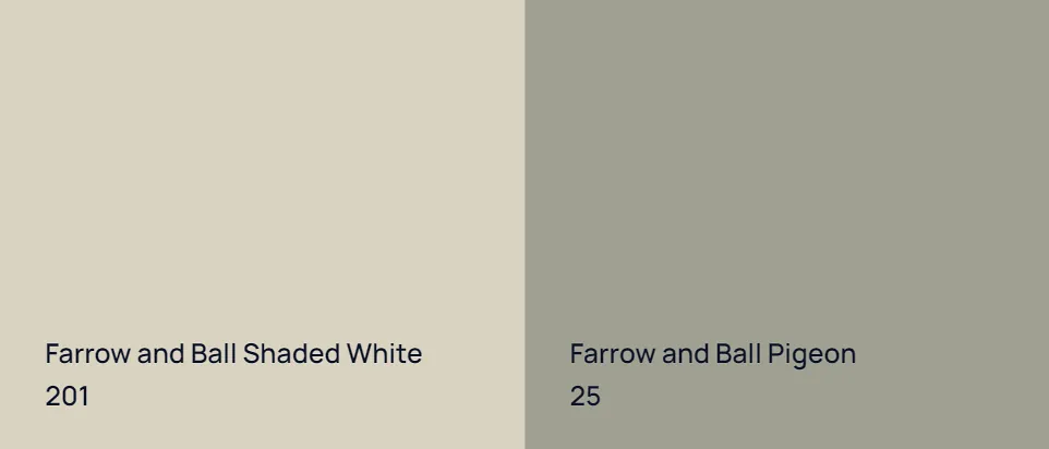 Farrow and Ball Shaded White 201 vs Farrow and Ball Pigeon 25