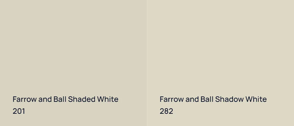 Farrow and Ball Shaded White 201 vs Farrow and Ball Shadow White 282