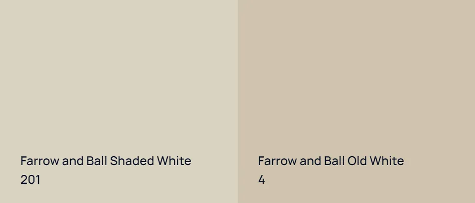 Farrow and Ball Shaded White 201 vs Farrow and Ball Old White 4