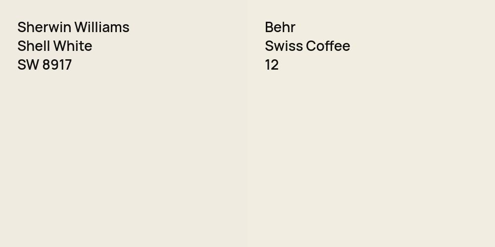 Sherwin Williams Shell White vs. Behr Swiss Coffee