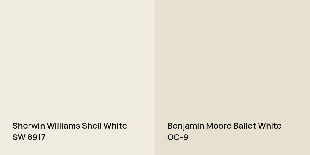 Sherwin Williams Shell White vs. Benjamin Moore Ballet White