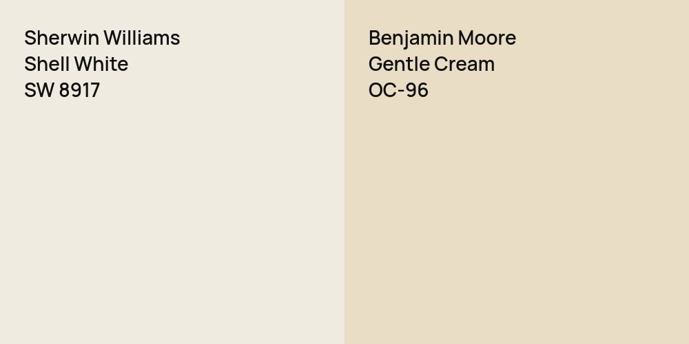 Sherwin Williams Shell White vs. Benjamin Moore Gentle Cream