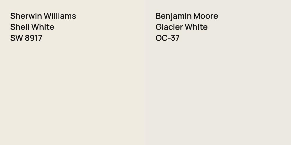 Sherwin Williams Shell White vs. Benjamin Moore Glacier White