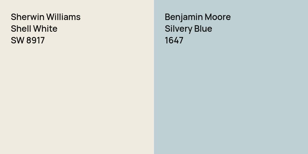 Sherwin Williams Shell White vs. Benjamin Moore Silvery Blue