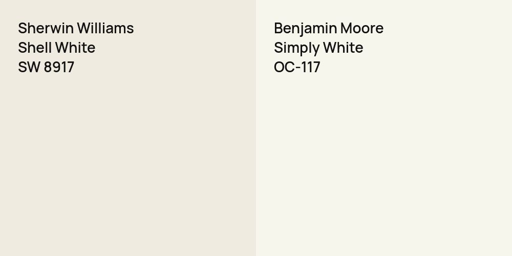 Sherwin Williams Shell White vs. Benjamin Moore Simply White