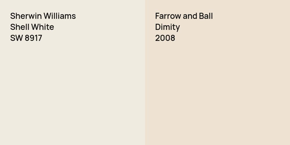 Sherwin Williams Shell White vs. Farrow and Ball Dimity