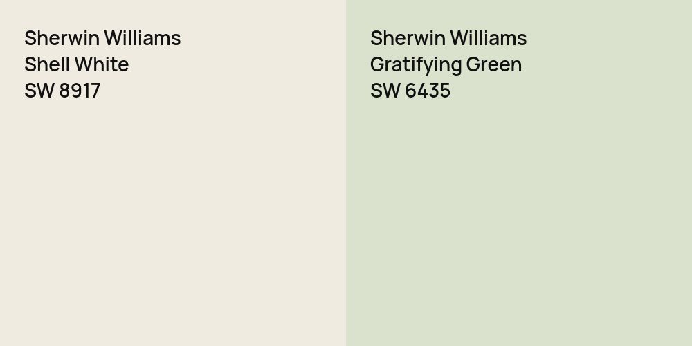 Sherwin Williams Shell White vs. Sherwin Williams Gratifying Green