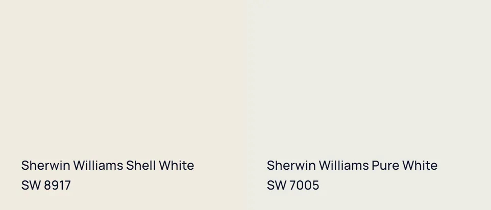 Sherwin Williams Shell White SW 8917 vs Sherwin Williams Pure White SW 7005